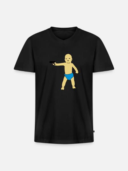 baby gun - Men's Premium Organic T-shirt with V-neck - black
