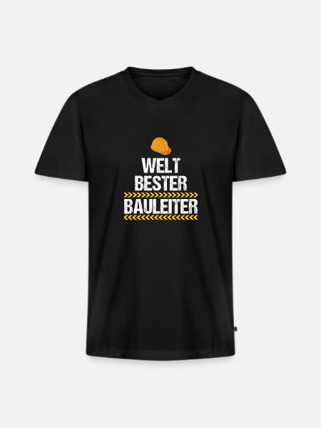 Welt Bester Bauleiter - Männer Premium Bio T-Shirt mit V-Ausschnitt - Schwarz