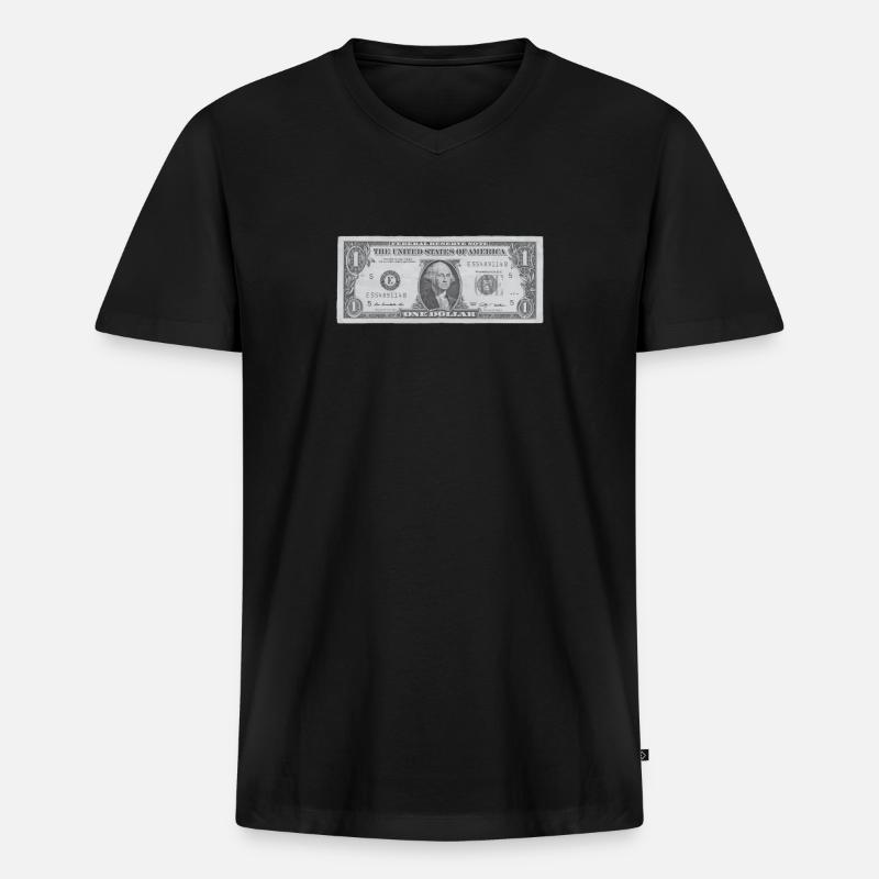 Dollar | Geschenkidee - Männer Premium Bio T-Shirt mit V-Ausschnitt - Schwarz