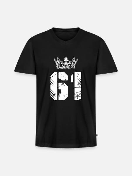 61 Couronne numérique - T-shirt encolure en V Premium bio Homme - noir