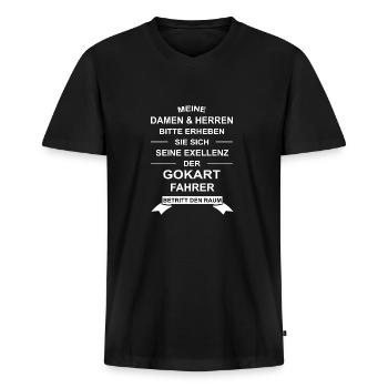 Gokart, Rennfahrer, Motorsport - Männer Premium Bio T-Shirt mit V-Ausschnitt - Schwarz - Vorne - Nico (187cm)