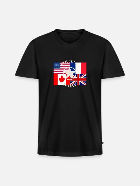 6th june D-day - Männer Premium Bio T-Shirt mit V-Ausschnitt - Schwarz