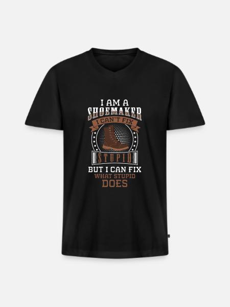 Cobbler Profession Boots Leather - Men's Premium Organic T-shirt with V-neck - black