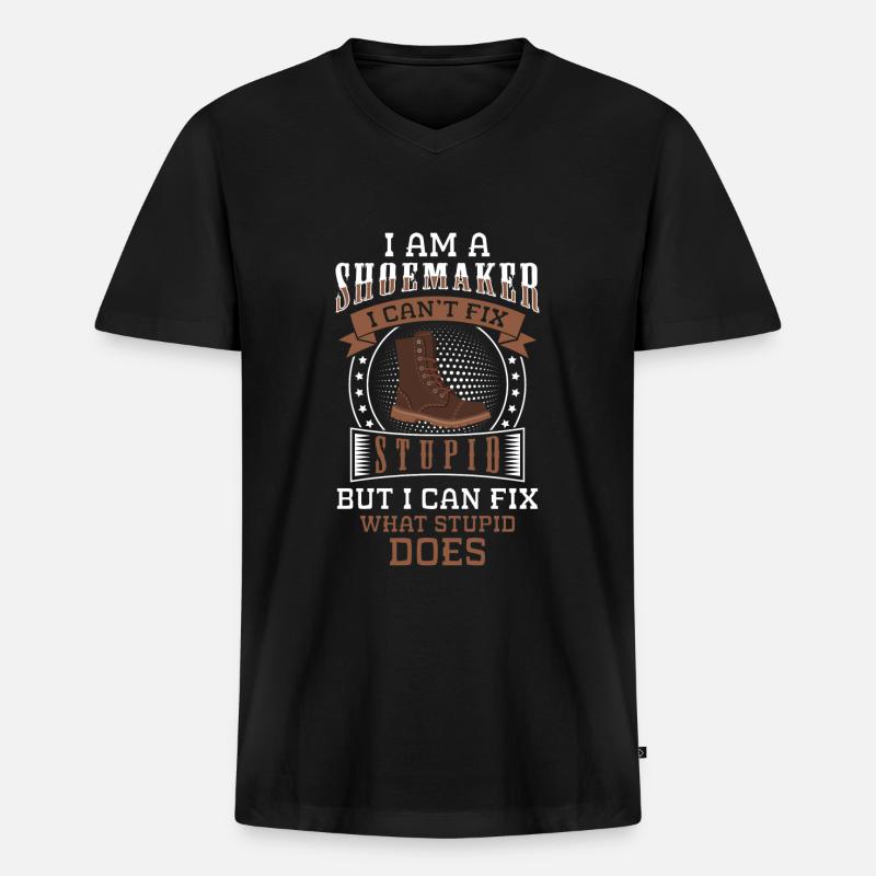 Schuster Beruf Stiefel Leder - Männer Premium Bio T-Shirt mit V-Ausschnitt - Schwarz