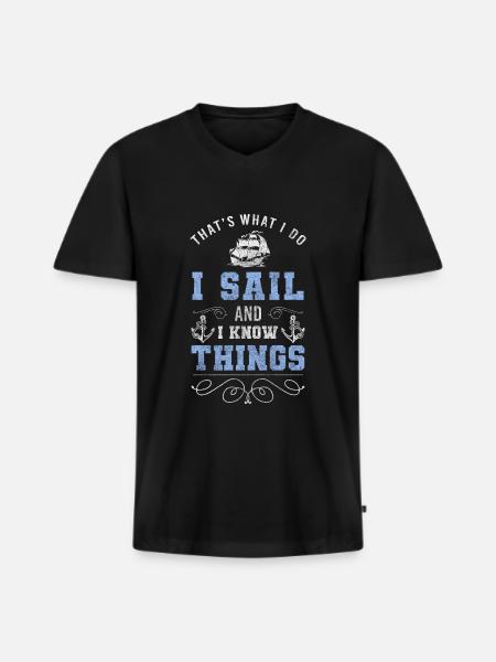 Sailboat Captain Beach Holiday - Men's Premium Organic T-shirt with V-neck - black