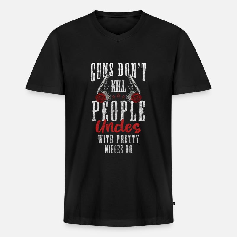 Waffe Schuss - Männer Premium Bio T-Shirt mit V-Ausschnitt - Schwarz