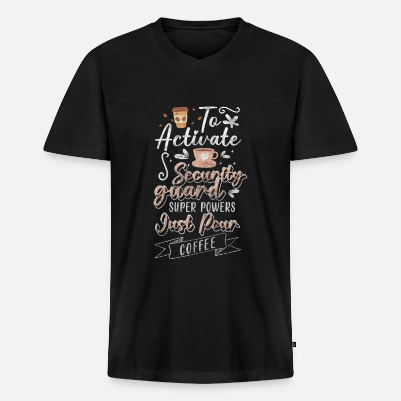 Security Pförtner Arbeit Fachkraft - Männer Premium Bio T-Shirt mit V-Ausschnitt - Schwarz