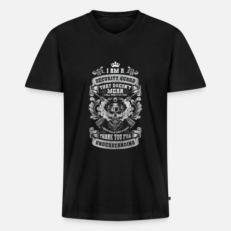 Wachmann Sicherheitsdienst Ordnung - Männer Premium Bio T-Shirt mit V-Ausschnitt - Schwarz
