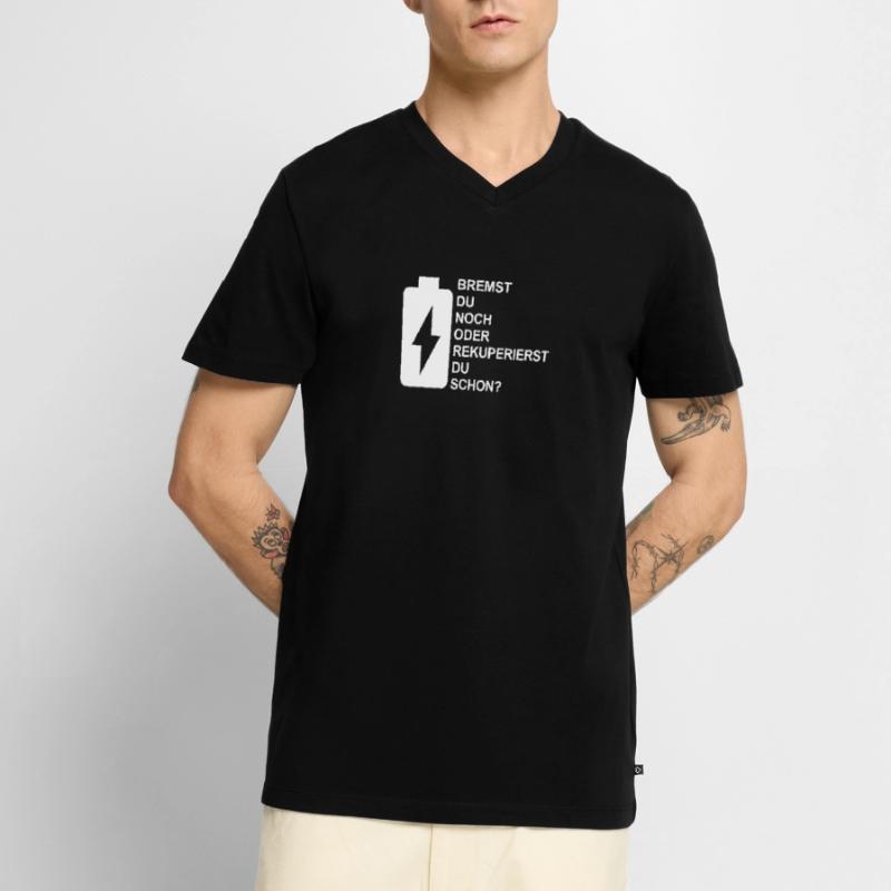 Bremst du noch oder rekuperierst du schon? E-Auto Männer Premium Bio T-Shirt mit V-Ausschnitt