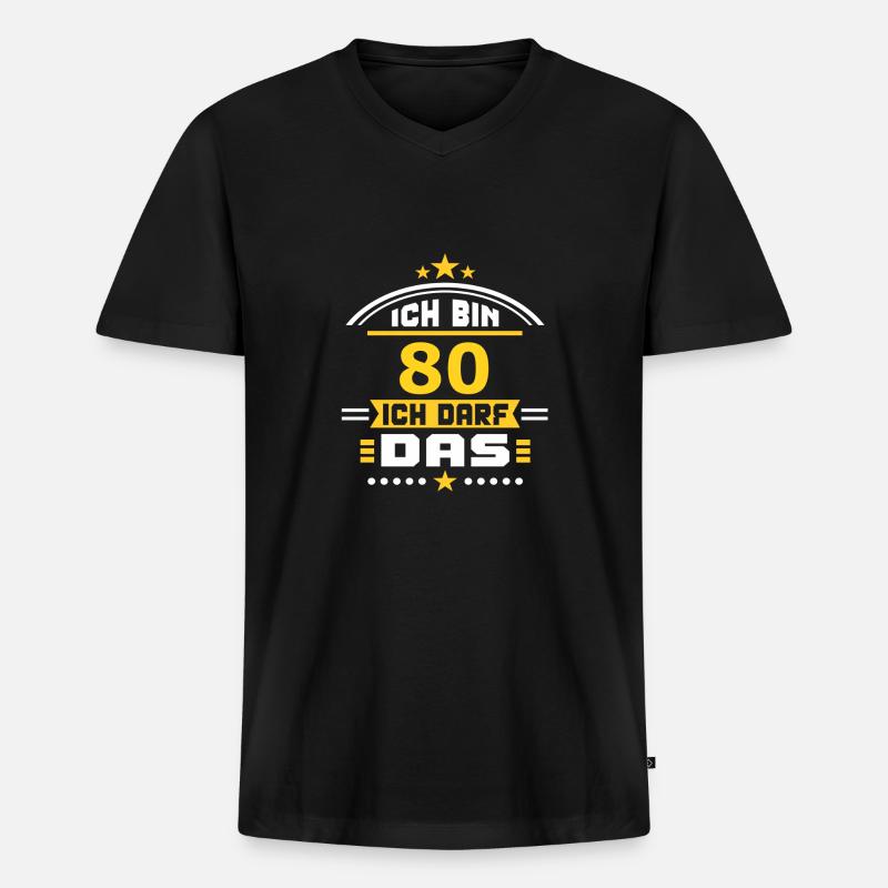 80 - Männer Premium Bio T-Shirt mit V-Ausschnitt - Schwarz