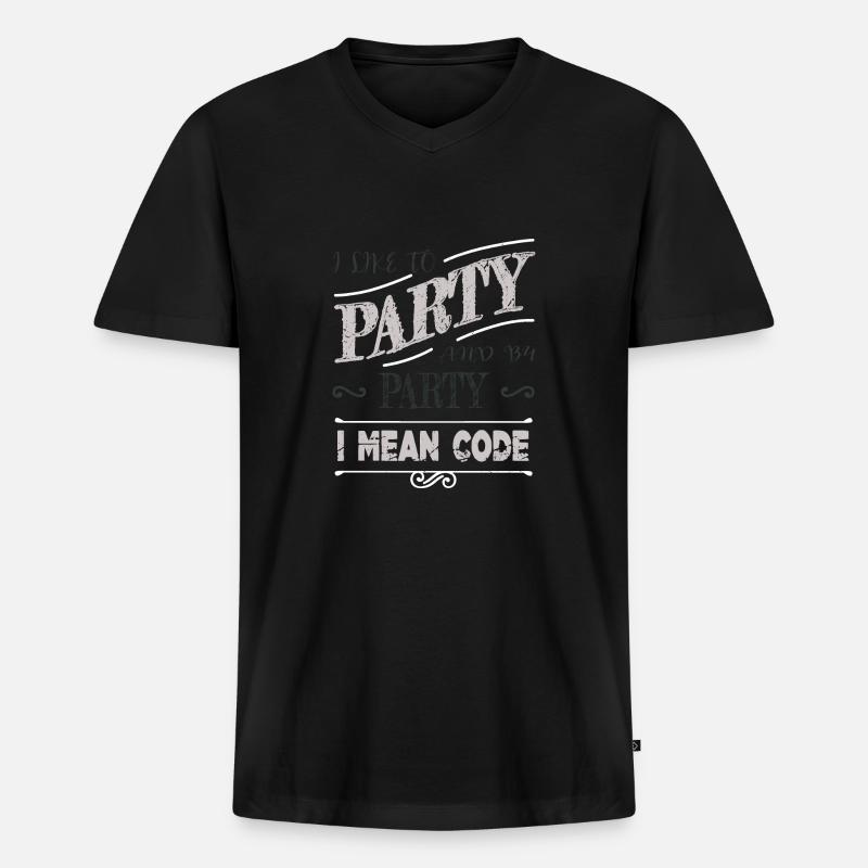 computer programming quote statement - Männer Premium Bio T-Shirt mit V-Ausschnitt - Schwarz
