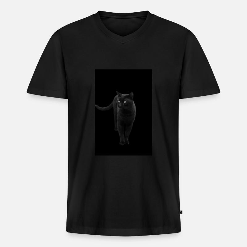 schwarze Katze Kätzchen Katze - Männer Premium Bio T-Shirt mit V-Ausschnitt - Schwarz