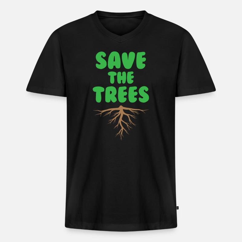 Save The Trees Environmental Lover - Männer Premium Bio T-Shirt mit V-Ausschnitt - Schwarz