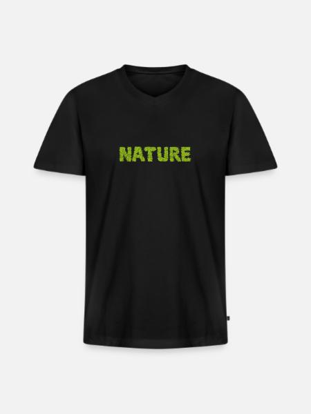 Nature - Men's Premium Organic T-shirt with V-neck - black