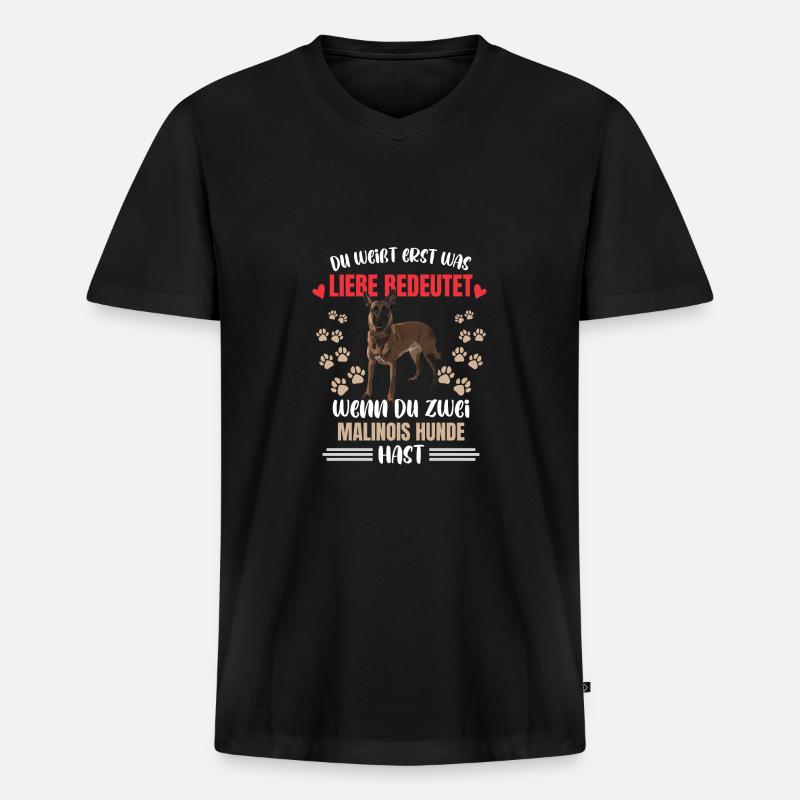 Echte Malinois Liebe - Männer Premium Bio T-Shirt mit V-Ausschnitt - Schwarz