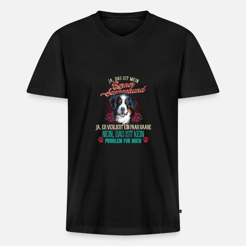 Berner Sennenhund Problem - Männer Premium Bio T-Shirt mit V-Ausschnitt - Schwarz