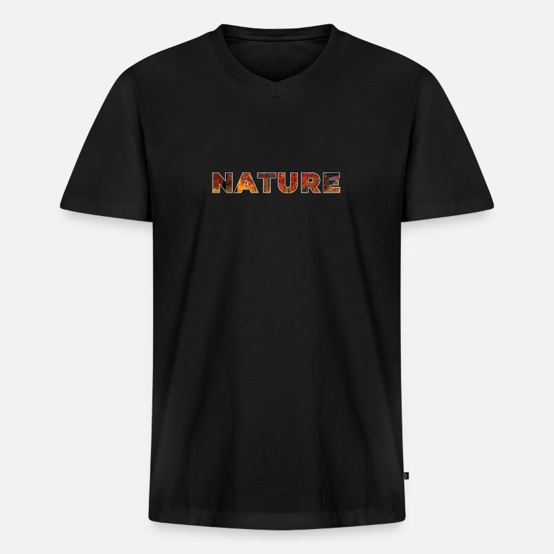 Natur - Männer Premium Bio T-Shirt mit V-Ausschnitt - Schwarz