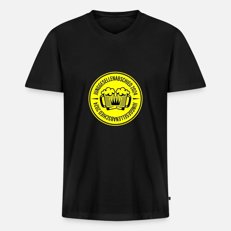 Junggesellenabschied 2024 Bier - Männer Premium Bio T-Shirt mit V-Ausschnitt - Schwarz