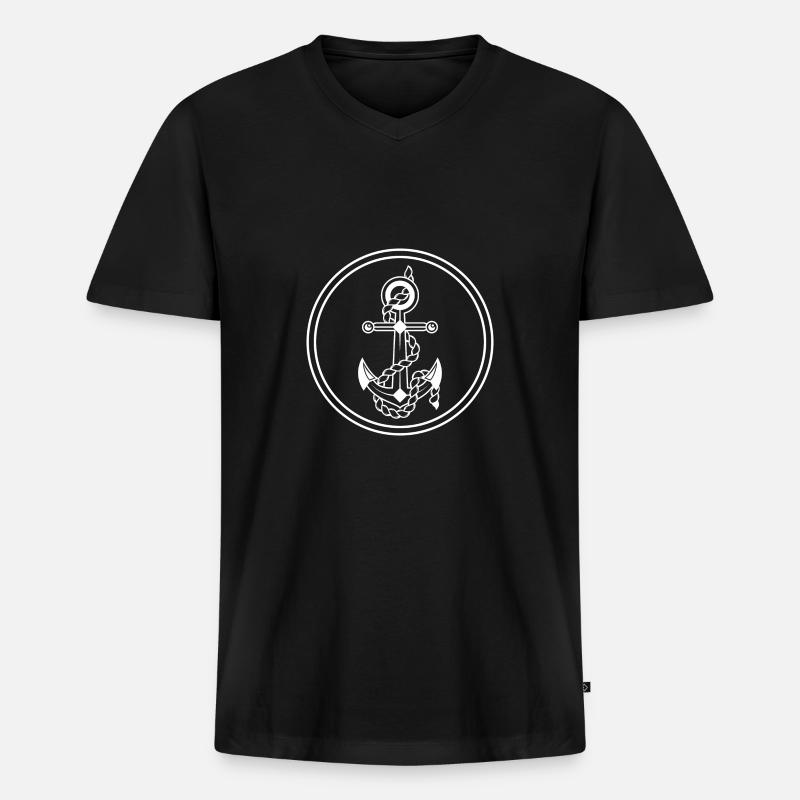 Anker Symbol Zeichen - Männer Premium Bio T-Shirt mit V-Ausschnitt - Schwarz