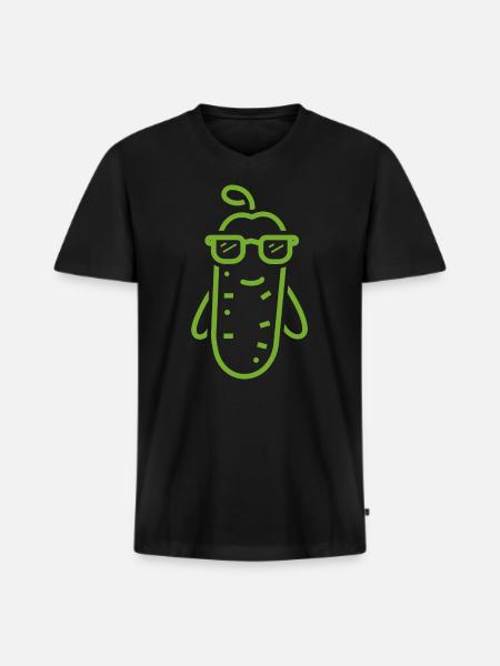 Cornichon - T-shirt encolure en V Premium bio Homme - noir
