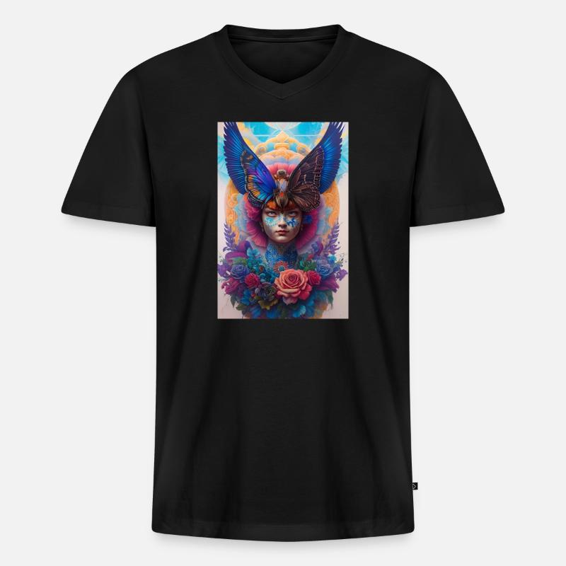 Göttin - Männer Premium Bio T-Shirt mit V-Ausschnitt - Schwarz