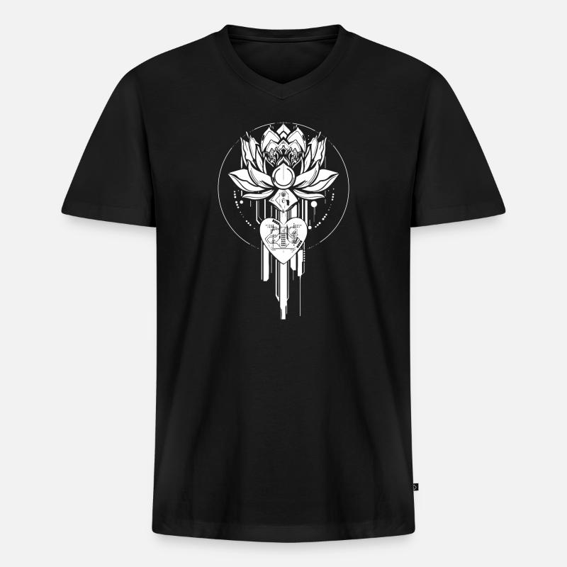 Cyberlotus White - Männer Premium Bio T-Shirt mit V-Ausschnitt - Schwarz