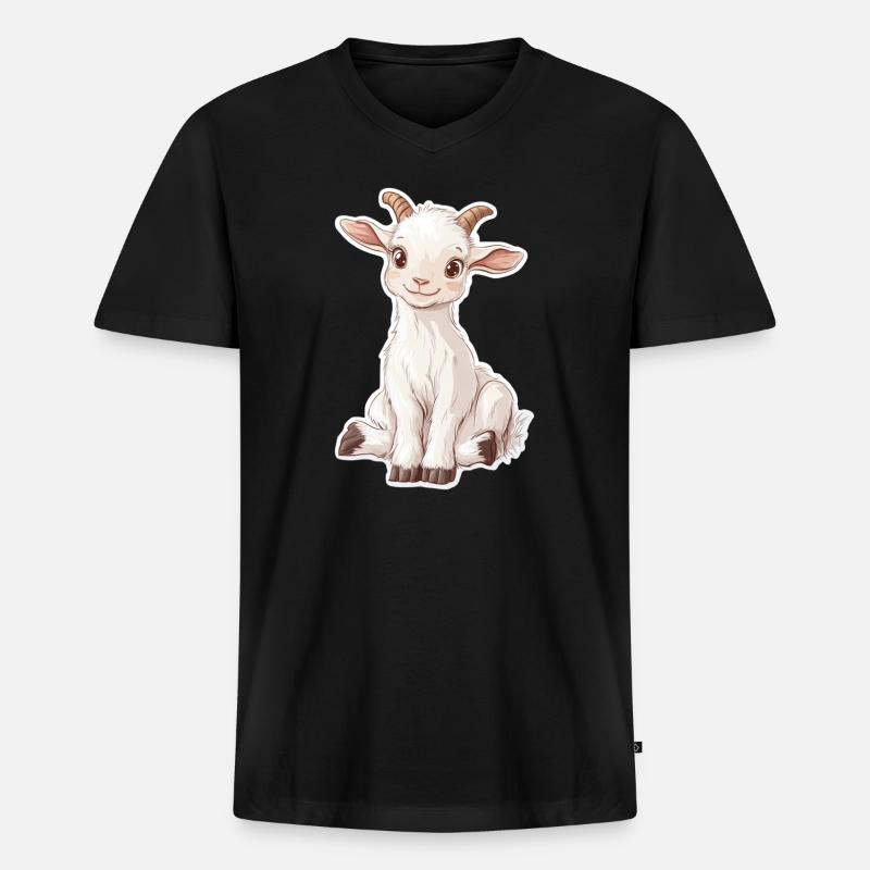 Ziege - Männer Premium Bio T-Shirt mit V-Ausschnitt - Schwarz