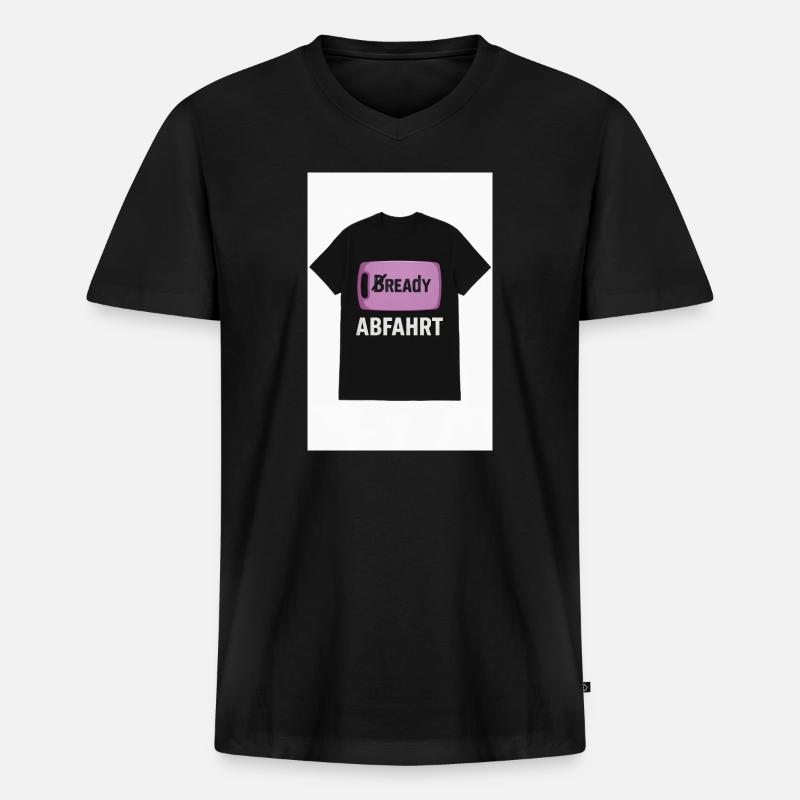 Bready Abfahrt T-Shirt mit Backwaren-Motiv - Männer Premium Bio T-Shirt mit V-Ausschnitt - Schwarz