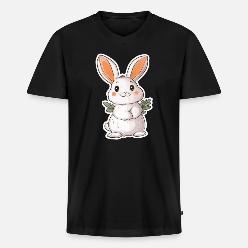 Hase - Männer Premium Bio T-Shirt mit V-Ausschnitt - Schwarz