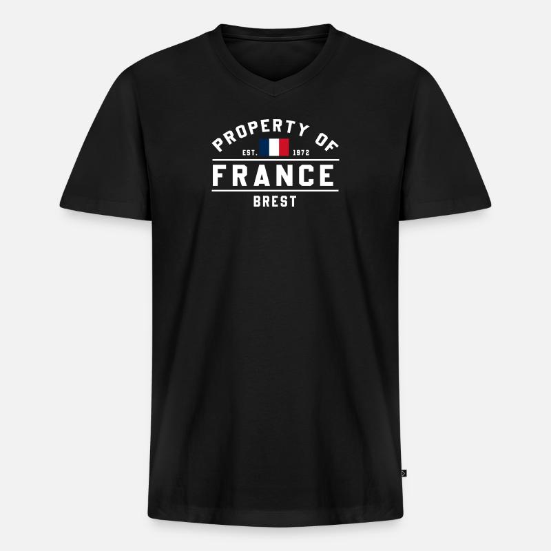 Französisches Eigentum Brest Logo - Männer Premium Bio T-Shirt mit V-Ausschnitt - Schwarz