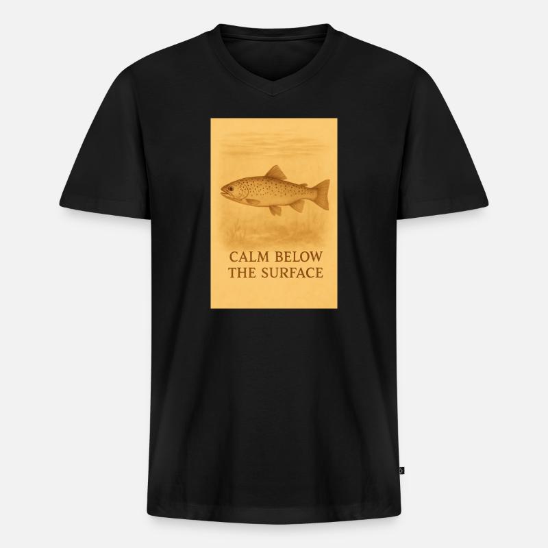 Calm Below the Surface Trout Print - Men's Premium Organic T-shirt with V-neck - black