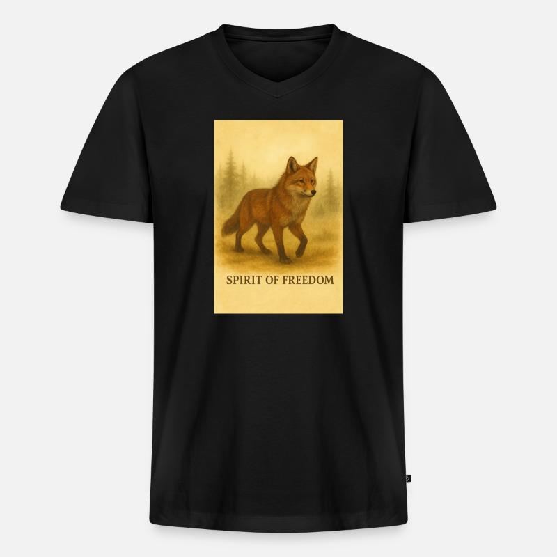 Freiheitsfuchs im Sepia-Stil - Männer Premium Bio T-Shirt mit V-Ausschnitt - Schwarz