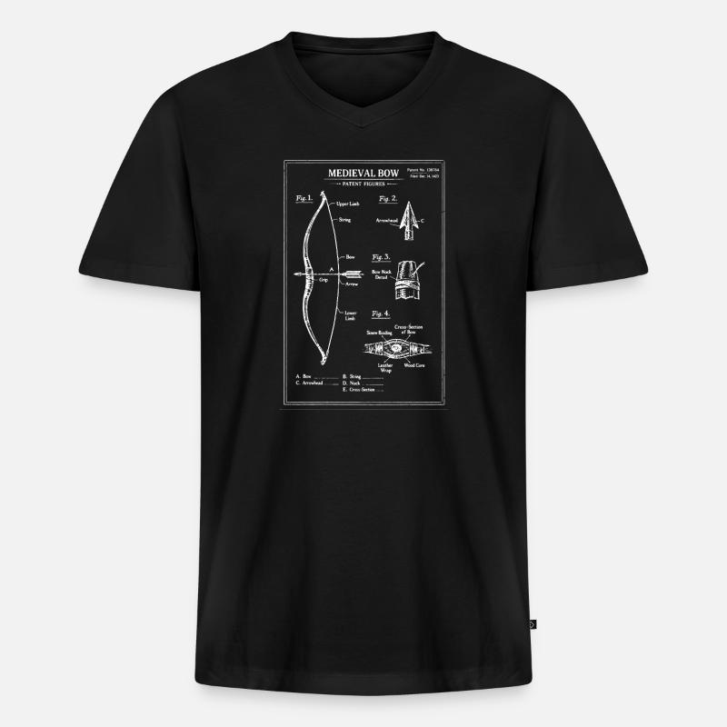 Mittelalterliche Bogenzeichnung - Männer Premium Bio T-Shirt mit V-Ausschnitt - Schwarz