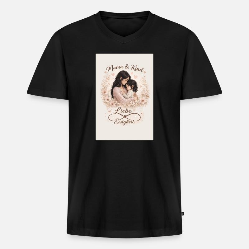 Ewige Liebe Mutter und Kind  - Männer Premium Bio T-Shirt mit V-Ausschnitt - Schwarz