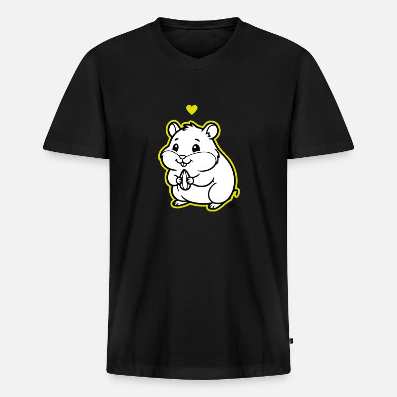 Arnold_the_Hamster - Männer Premium Bio T-Shirt mit V-Ausschnitt - Schwarz