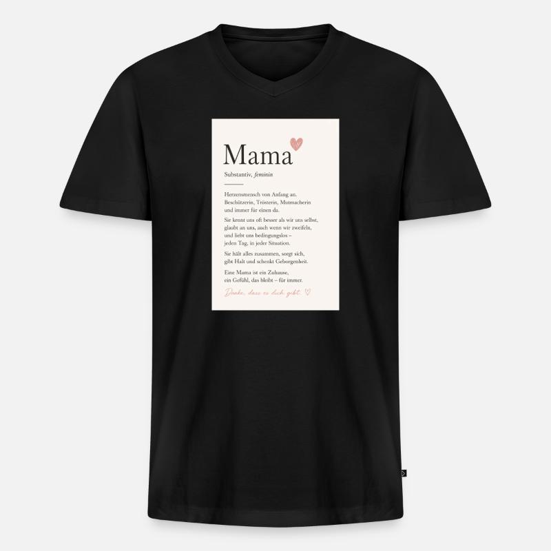 Danke Mama - Männer Premium Bio T-Shirt mit V-Ausschnitt - Schwarz