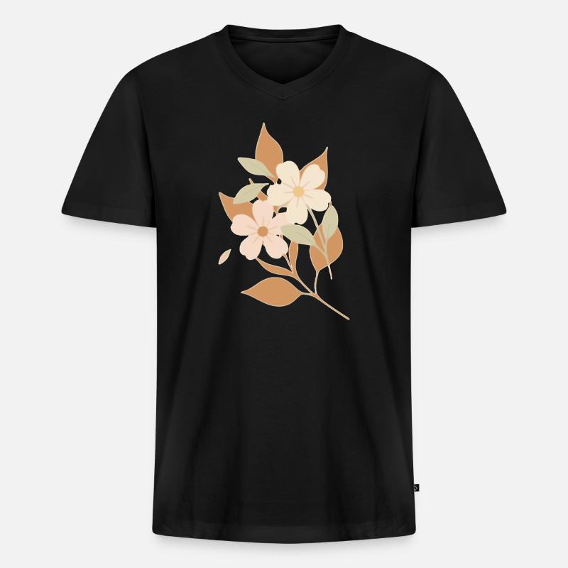 Gezeichnete Blumen - Männer Premium Bio T-Shirt mit V-Ausschnitt - Schwarz
