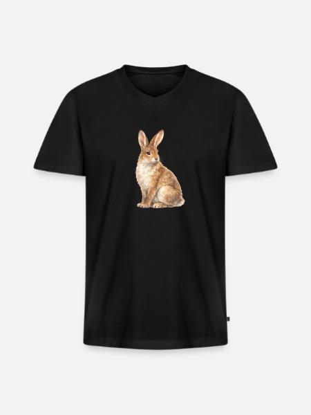 Wasserfarbenes Kaninchen Motiv - Männer Premium Bio T-Shirt mit V-Ausschnitt - Schwarz