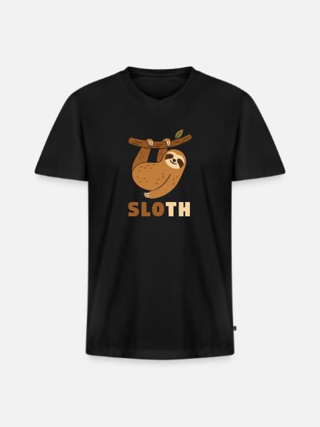 Sloth - Männer Premium Bio T-Shirt mit V-Ausschnitt - Schwarz