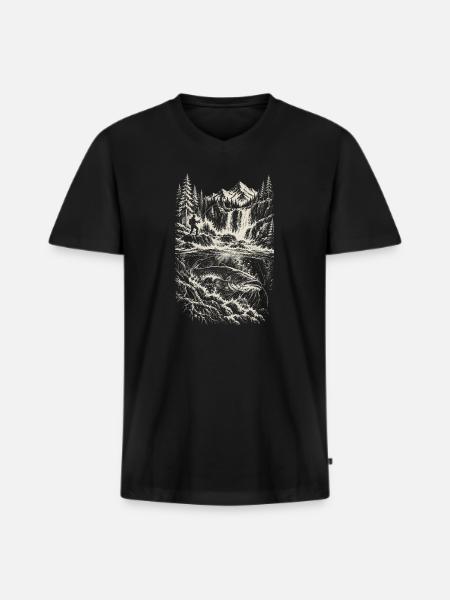 Wels Waller Welsangeln Welsangler Geschenk - Männer Premium Bio T-Shirt mit V-Ausschnitt - Schwarz