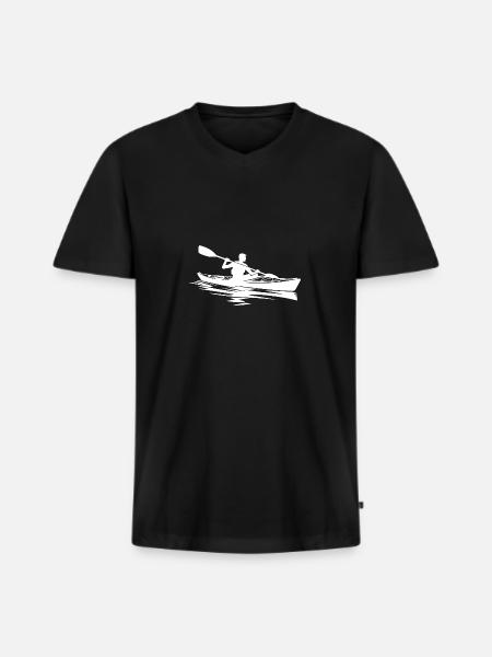 Piccole Imbarcazioni Kayak Arte Attrezzatura Nautica - Maglietta ecologica premium da uomo con scollo a V - nero