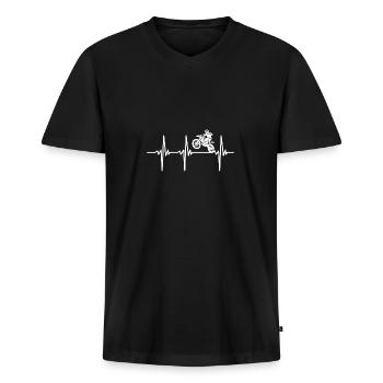 Herzschlag für Enduro Offroad Motorräder - Männer Premium Bio T-Shirt mit V-Ausschnitt - Schwarz - Vorne - Nico (187cm)