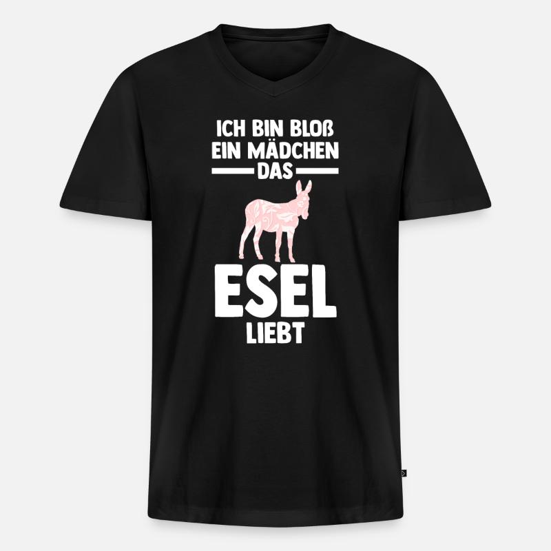 Esel - Männer Premium Bio T-Shirt mit V-Ausschnitt - Schwarz