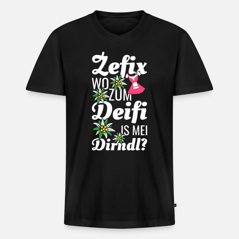 Dirndl Sprüche Outfit - Männer Premium Bio T-Shirt mit V-Ausschnitt - Schwarz