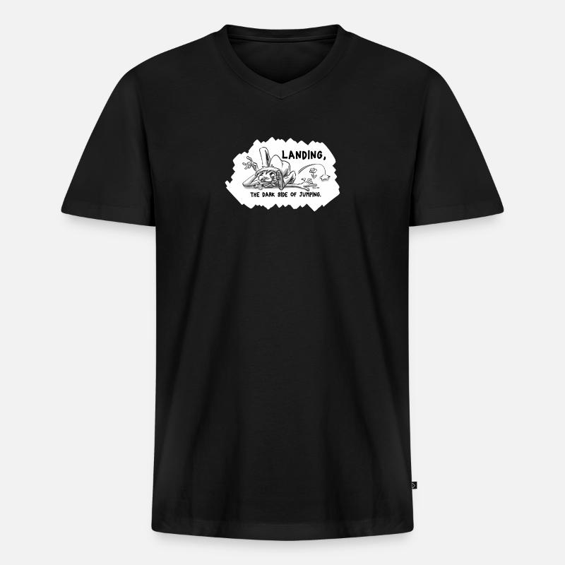 Landing - Männer Premium Bio T-Shirt mit V-Ausschnitt - Schwarz