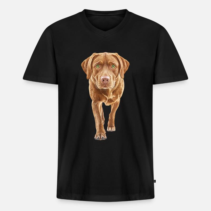 Labrador Retriever - Männer Premium Bio T-Shirt mit V-Ausschnitt - Schwarz