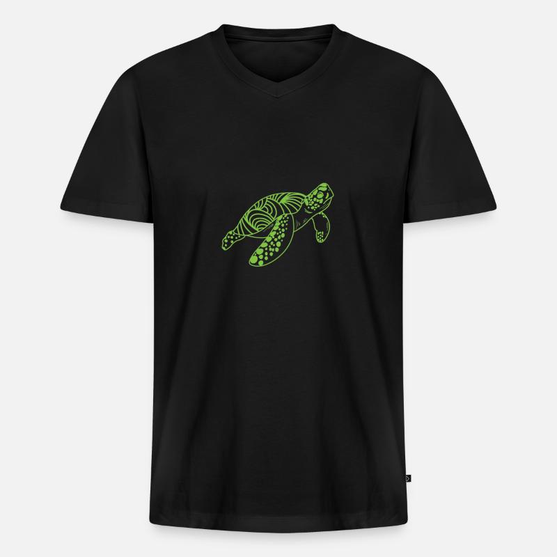 Schildkröte - Männer Premium Bio T-Shirt mit V-Ausschnitt - Schwarz