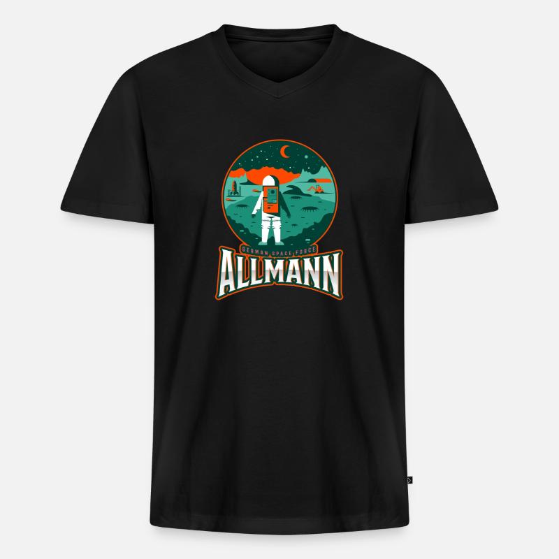 Allmann - german space force - Männer Premium Bio T-Shirt mit V-Ausschnitt - Schwarz
