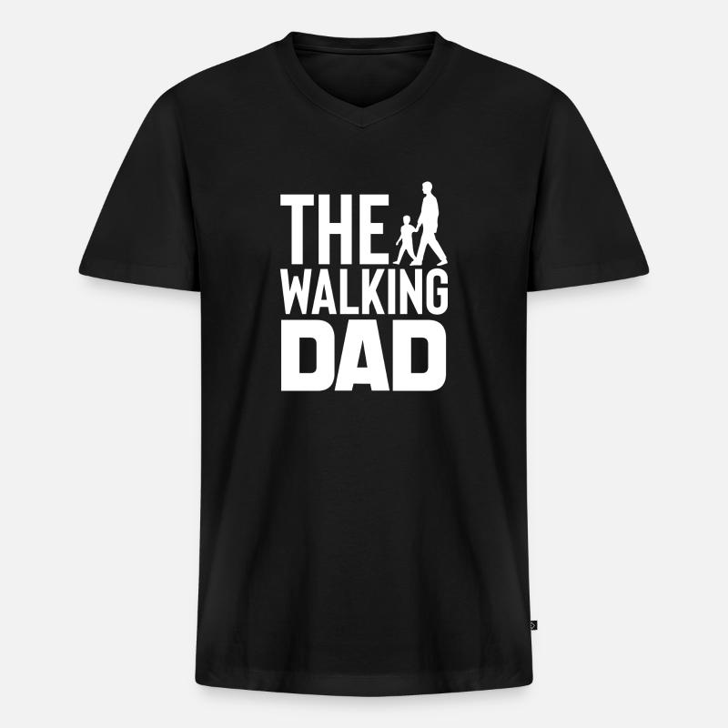 The Walking Dad - Männer Premium Bio T-Shirt mit V-Ausschnitt - Schwarz