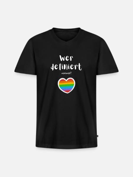 Wer definiert normal? - Männer Premium Bio T-Shirt mit V-Ausschnitt - Schwarz